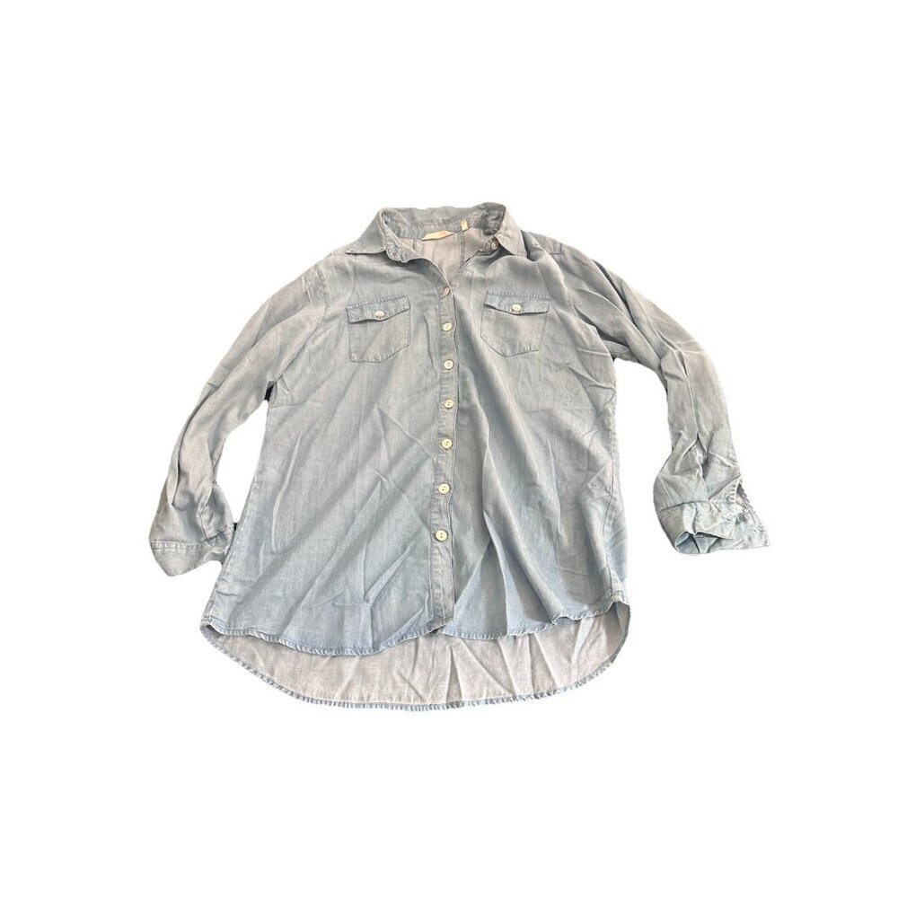 Soft Surroundings Women's Long Sleeve Casual Denim shirt size L color light Blue